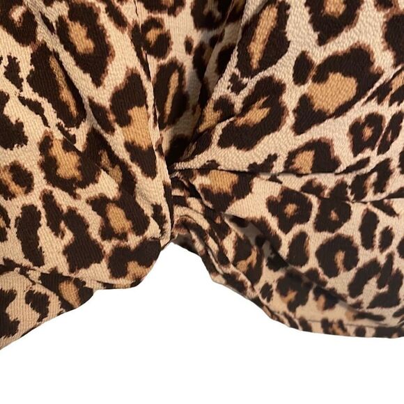 Pink Republic tan cheetah print long sleeve knot detail blouse L - Picture 4 of 9